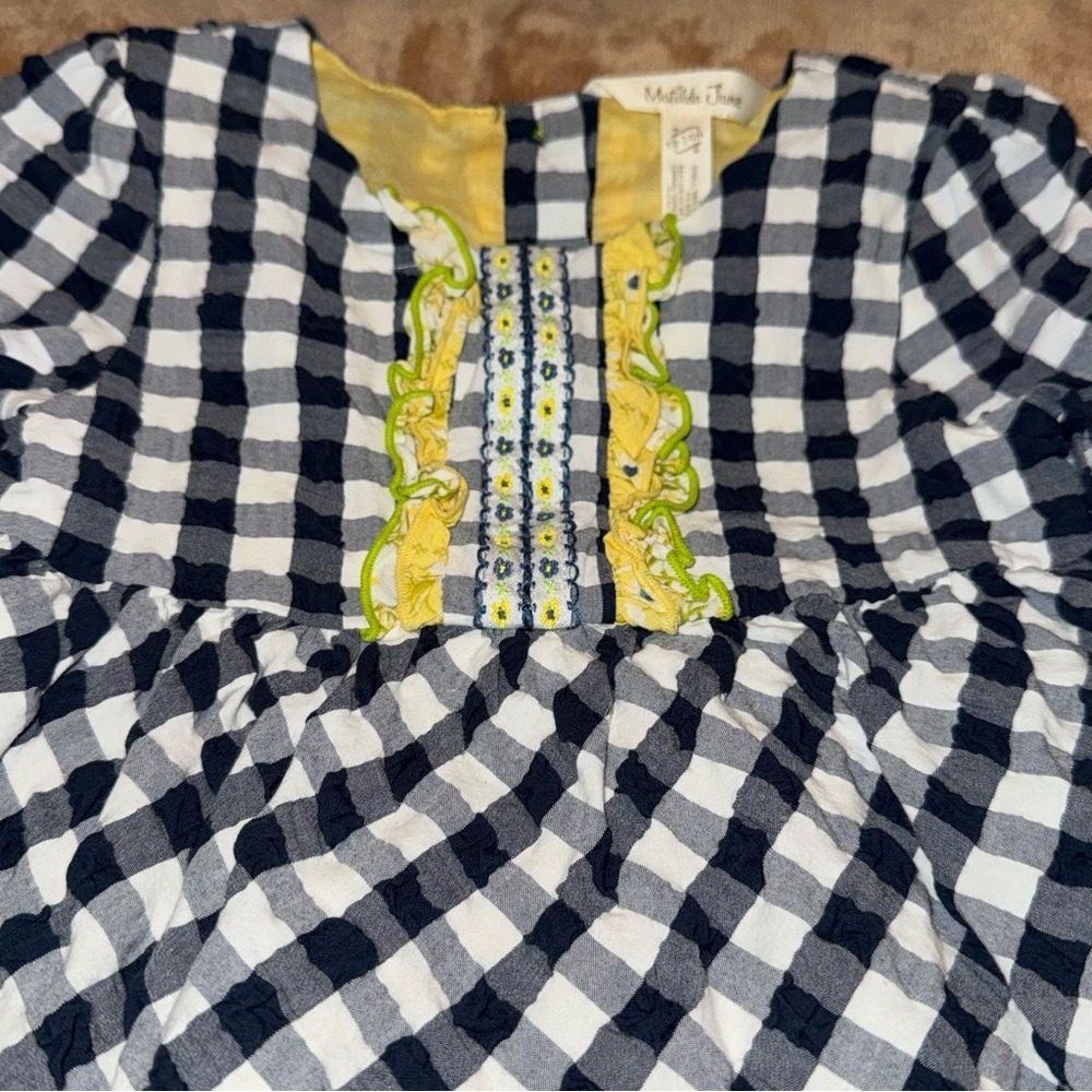 Matilda Jane Enchanted Garden Gingham and Giggles Dress Navy White 18-24M - Picture 2 of 5